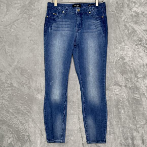 Nine West Denim - Nine West Jeans Womens 6 Blue Gramercy Skinny Ankle Stretch Denim Distressed